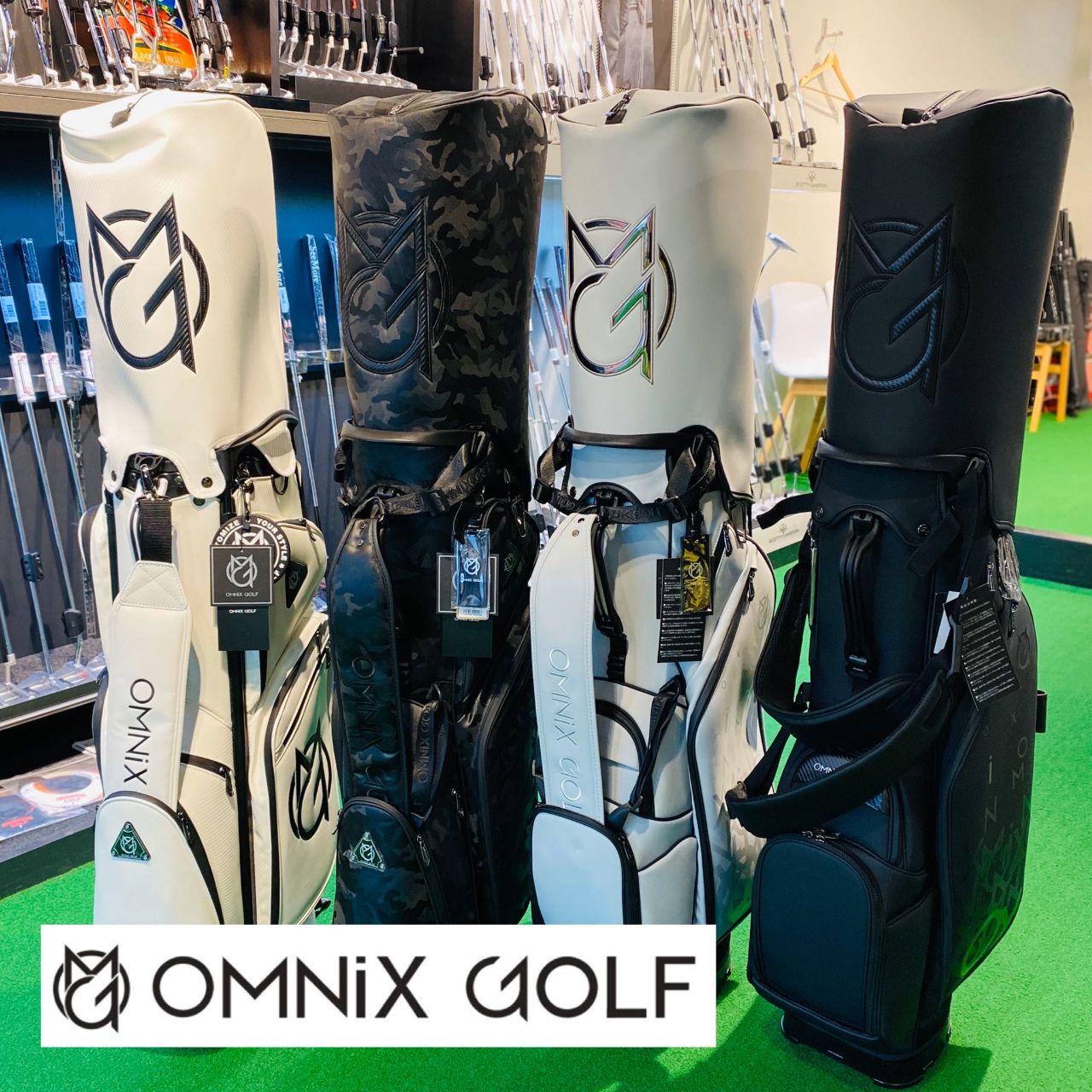 【新品未使用】OMNIX GOLFキャディバッグ 袋付き OMNIX GOLF JAPAN ゴルフ カートキャディバッグ Matte 日本正規