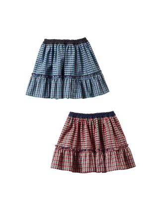 【120】新品　ファミリア　familiar キュロット　青　チェック　XB 新品 完売品 ファミリアチェック キュロットスカート 120 XB