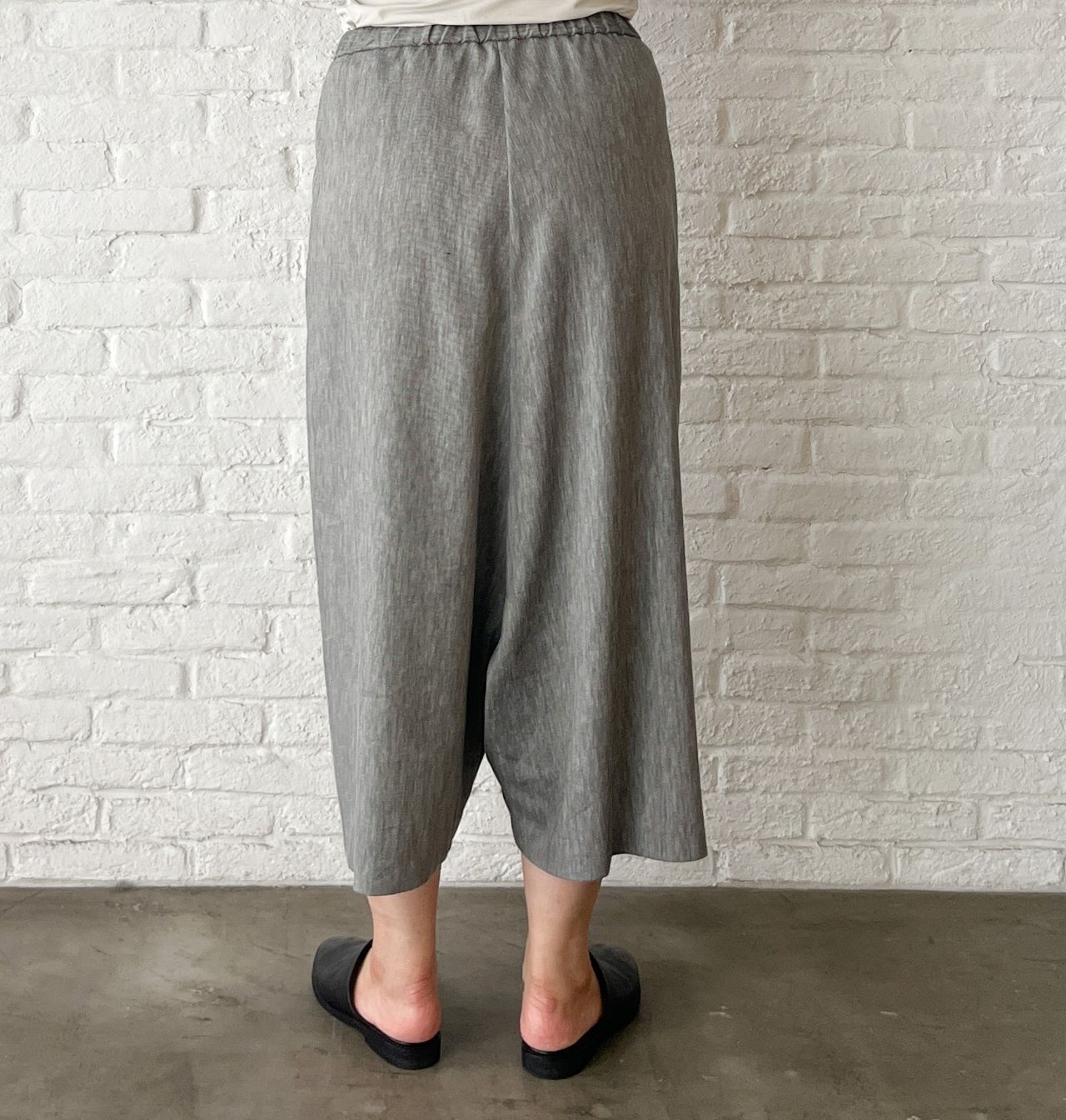 パドカレ　サルエルパンツ 着回しコーディネート》コットンリネン綾ストレッチ サルエル