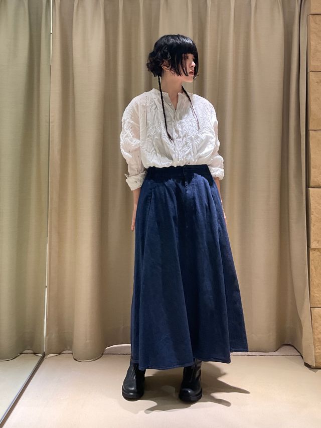 pas de calais リネン　フレアスカート ロング丈 pas de スカート calais パドカレ calais（パドカレ リネンドビー
