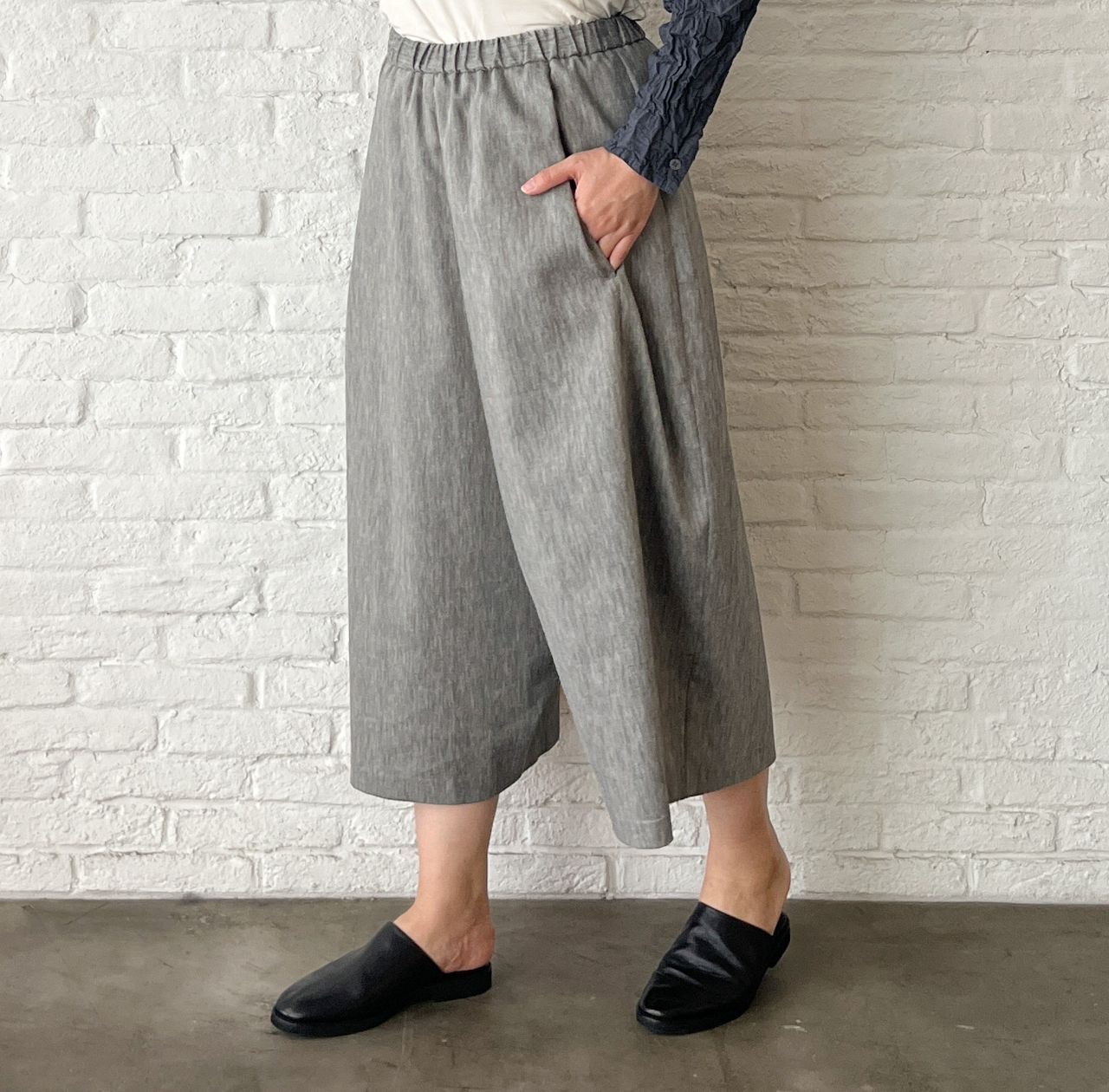 着回しコーディネート》コットンリネン綾ストレッチ サルエル