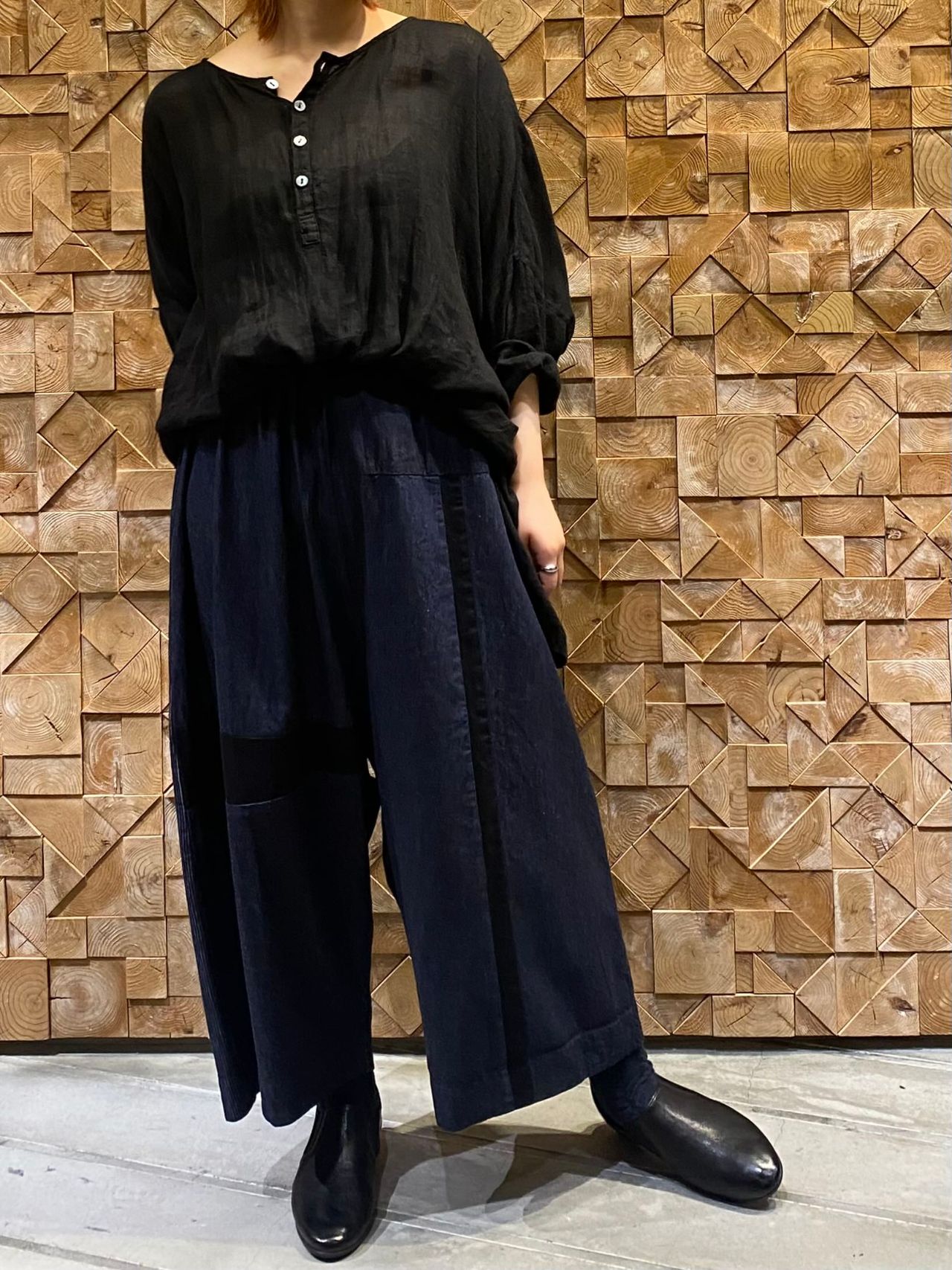 【pas de calais 】 パドカレ フード付きコート ダークブルー pas de calais 】 パドカレ フード付きコート ダークブルー