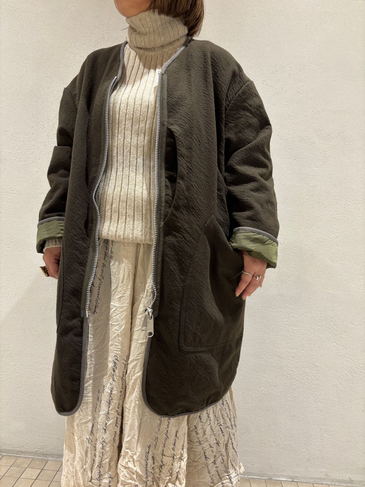 sage de cret サージュデクレコットンリネン ショップコート サイズM