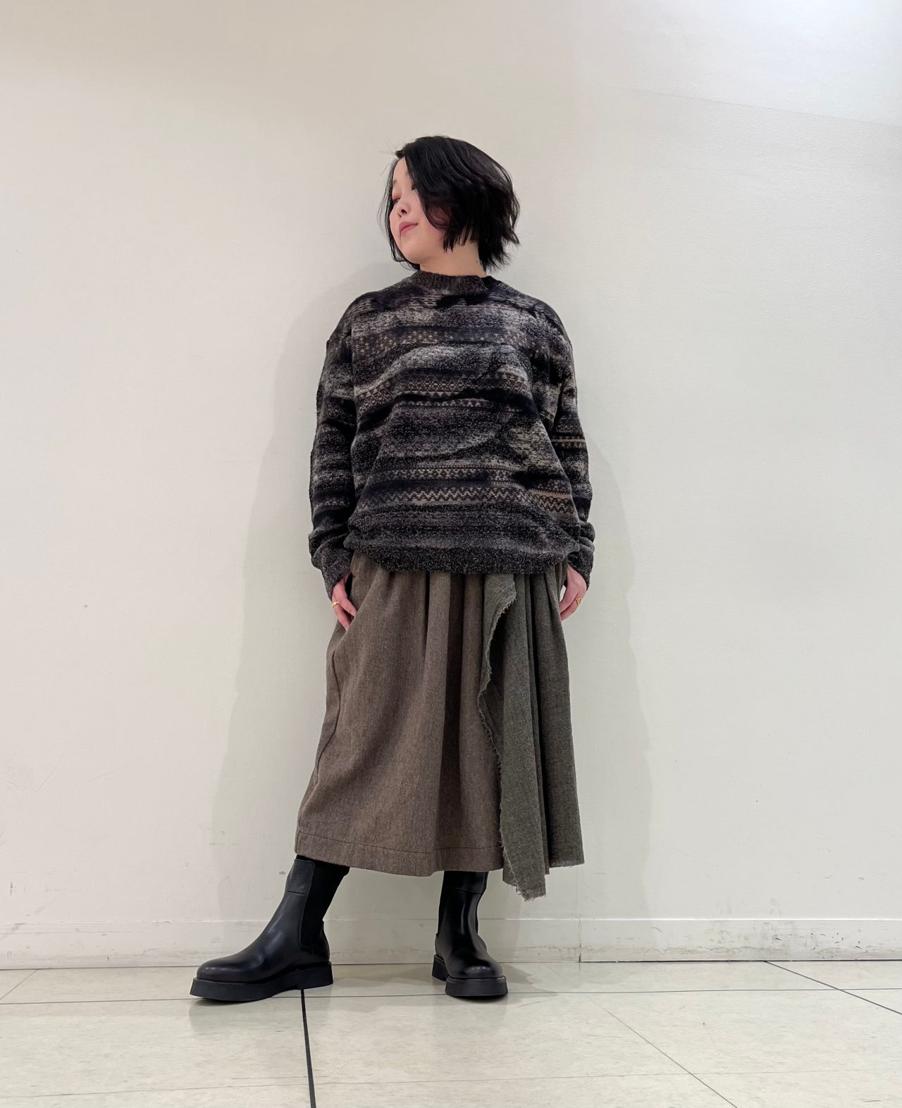 pas de calaisウール混ピンヘッドパンツ ブラック PAS DE CALAIS