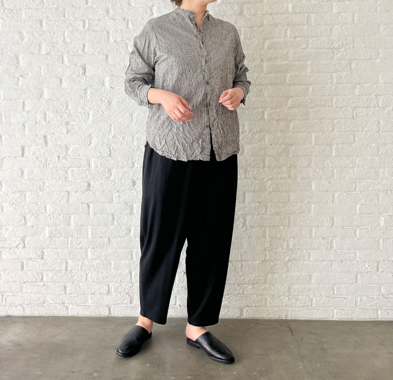 再入荷》綿麻ストライプ シャツブラウス | pas de calais Online