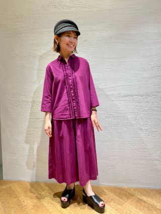 新作｠綿ドビーストライプブラウス・パンツ | 玉川髙島屋店 | pas de