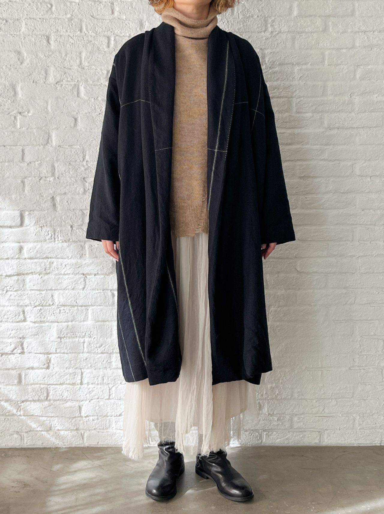 pas de calais - 美品 pas de calais✨パドカレ カシミヤブレンド 畦編タートルニット 10%OFF】ベビーアルパカクラッシュ編み出し タートルネック