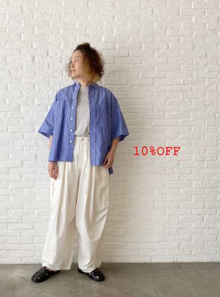 【定価2.3万】パドカレ pas de calais *コットンタイプライターマイヤー加工ブラウス*36裁ち切りプチ衿半袖(2-2506-499)【32G52】 pas de calais 【定価2.3万】パドカレ *コットンタイプライター