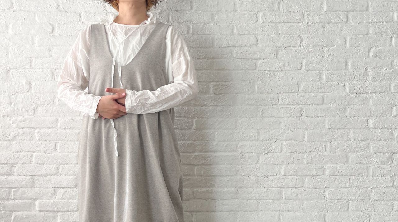 【リネン混・良品】pas de calais パドカレ ワンピース　ホワイト W POINT】リエアロードウォームワンピース | pas de calais Online