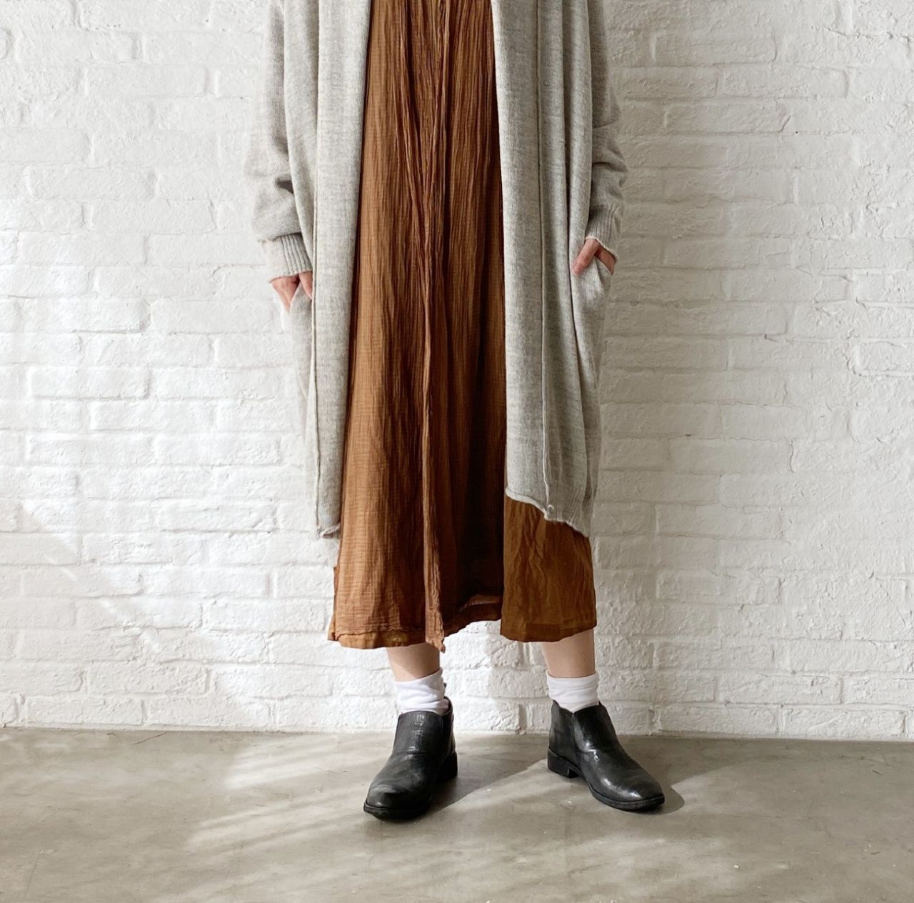パドカレ ◡̈ 紀州梅炭染めワンピース 期間限定！10%OFF】紀州梅炭染めモダールローン ワンピース